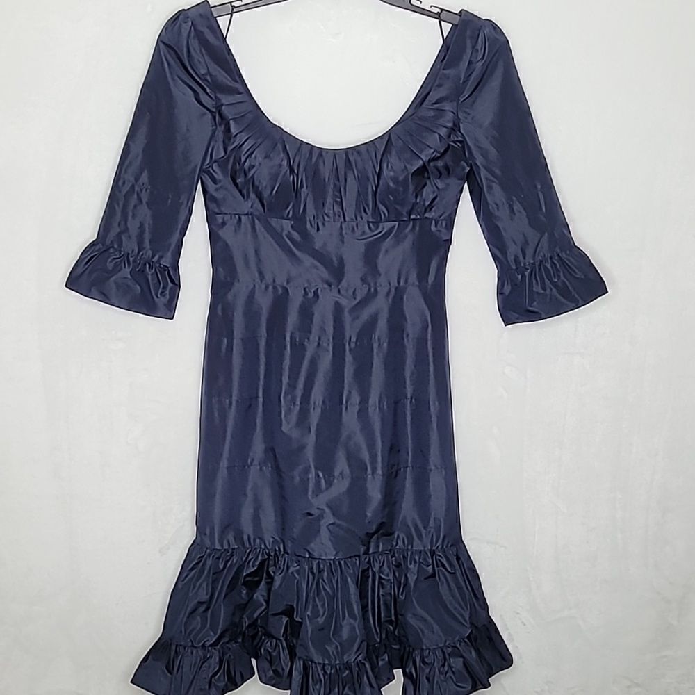 Shawn Ray Fons Silk Ruffled Pleat Dress Size 6‎